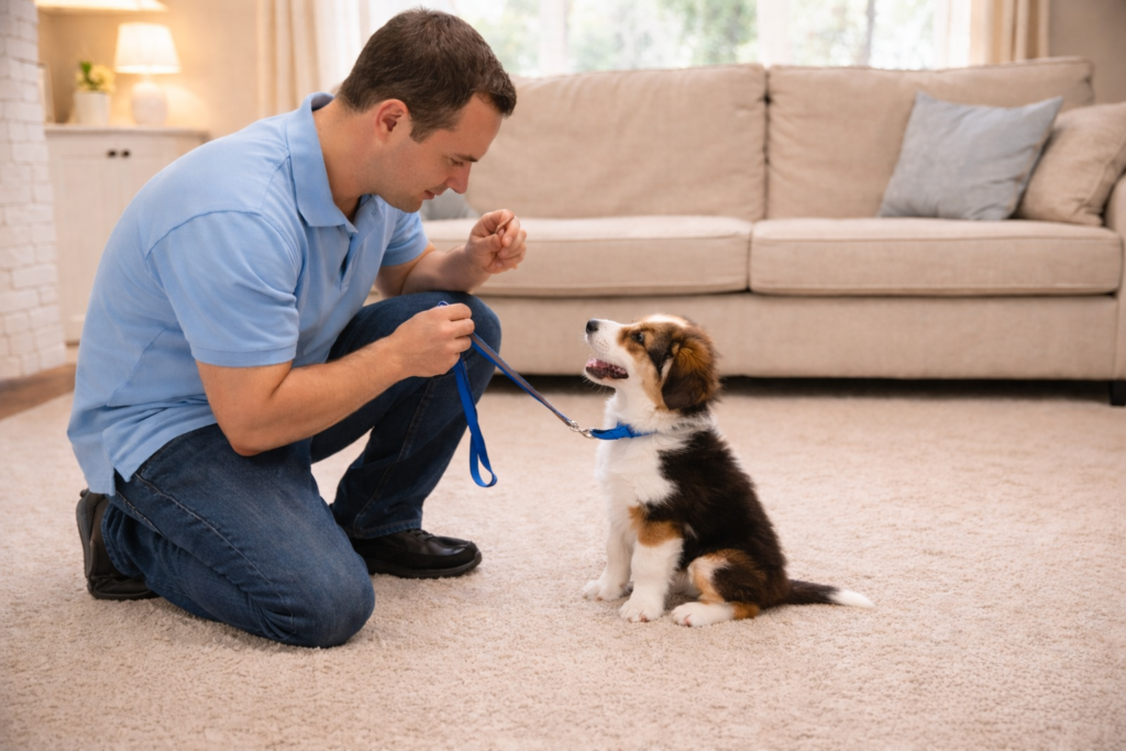 Puppy housetraining techniques at Canyon View Ranch in Topanga