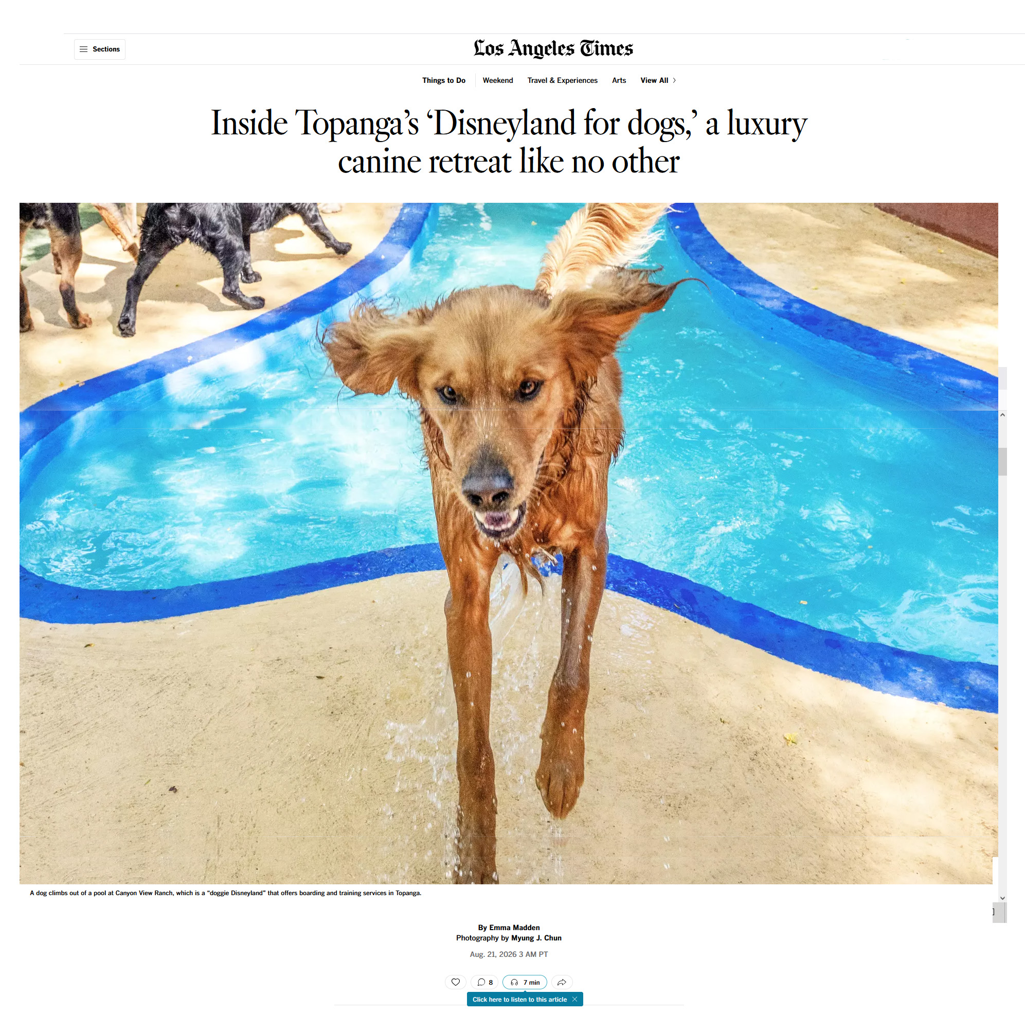 Los Angeles Times feature Inside Topanga's Disneyland for Dogs Canyon View Ranch luxury canine retreat