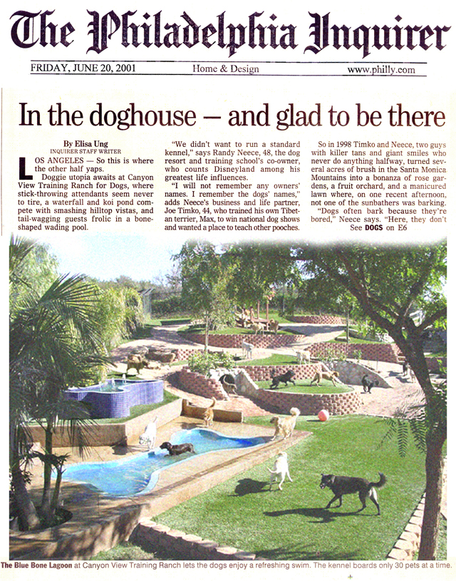 The Philadelphia Inquirer feature on Canyon View Ranch luxury dog boarding Topanga