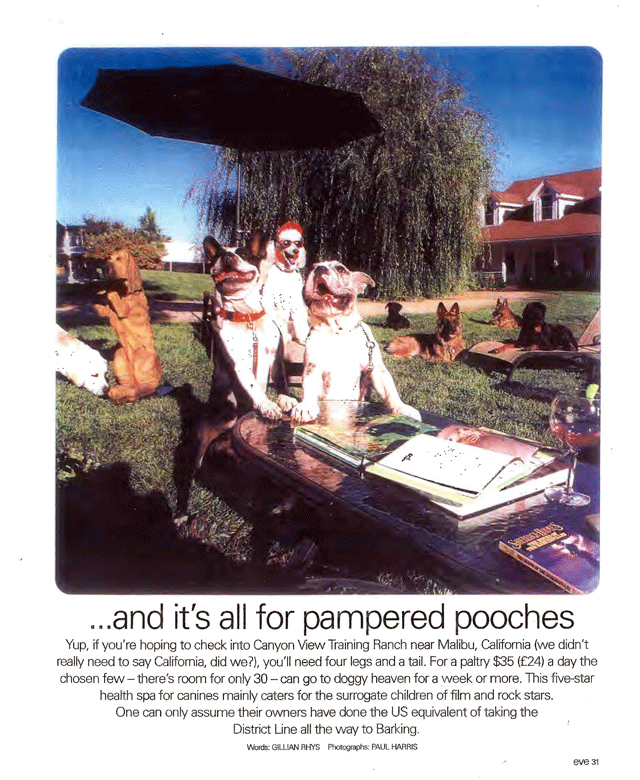 Eve Magazine UK feature on Canyon View Ranch luxury dog spa Topanga California page 2