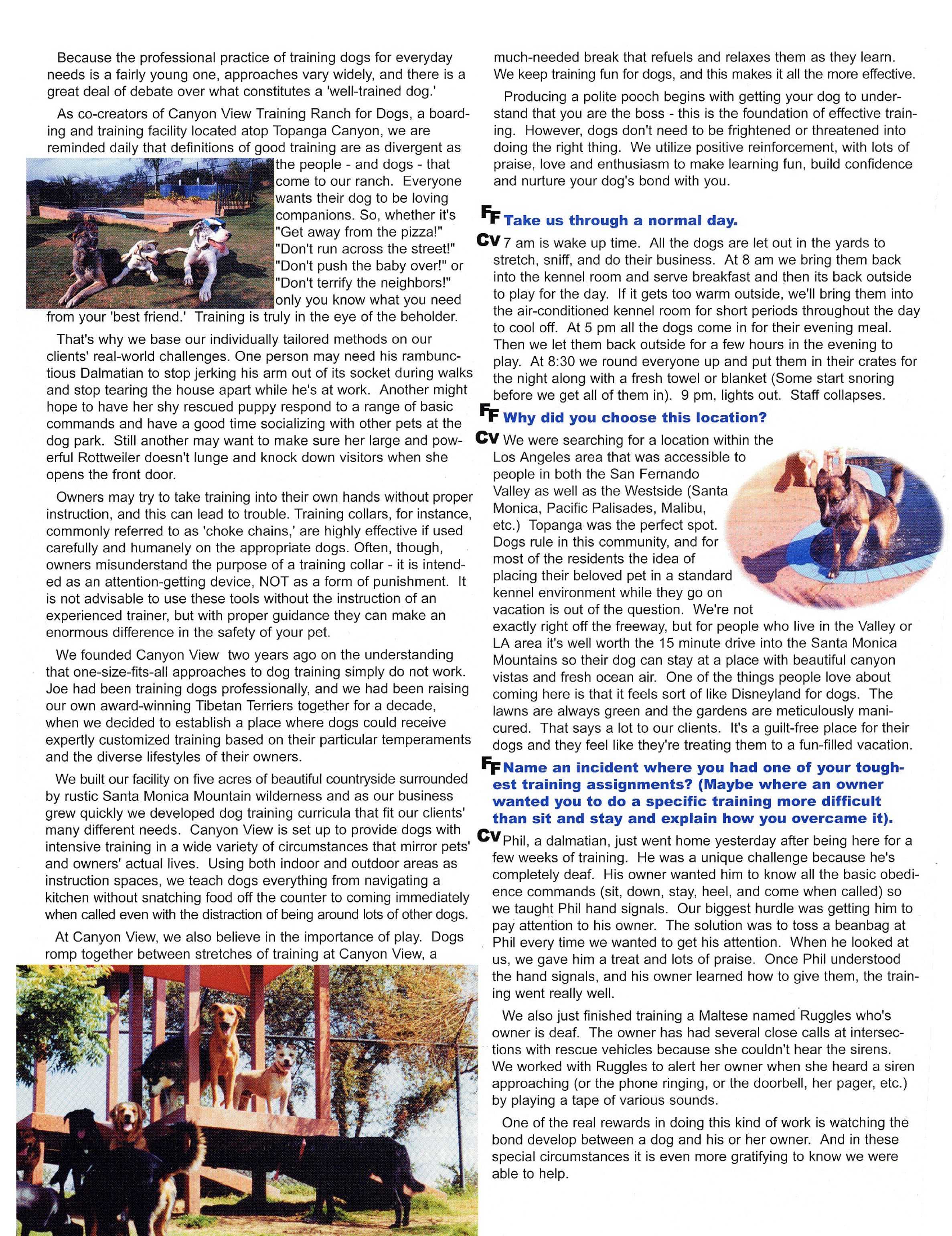 Fido Friendly Magazine feature Canyon View Training Camp Topanga Canyon page 2