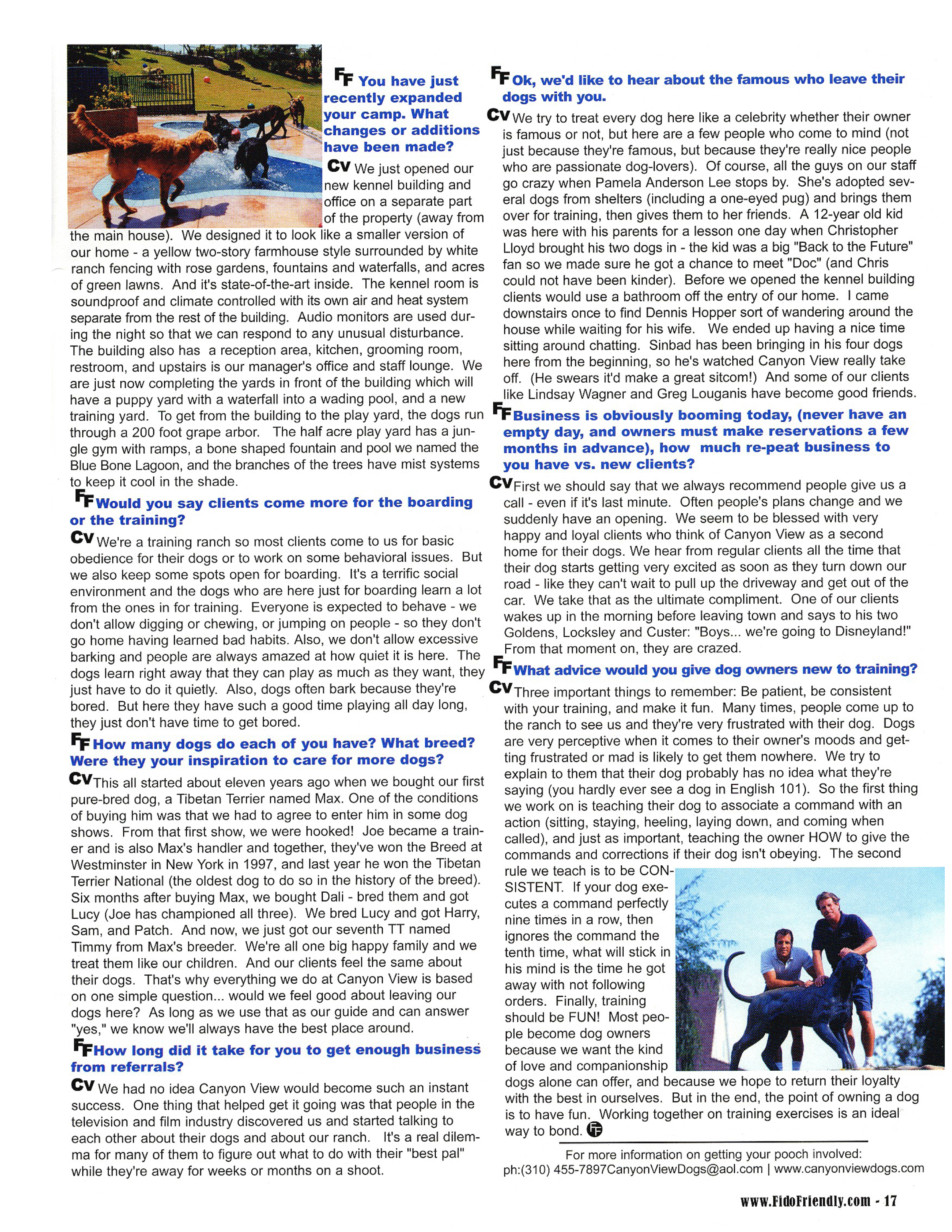Fido Friendly Magazine feature Canyon View Training Camp Topanga Canyon page 3